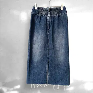 로리즈팜 데님 롱 스커트 인디고 프린지