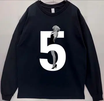 남녀 공용 NO 5 마릴린 몬로 긴팔 티셔츠 / 블랙