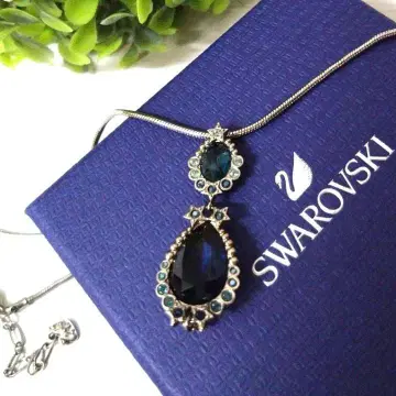 [새상품급] 스와로브스키 목걸이 다크 네이비 크리스탈 고급 대형 블루
