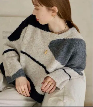 hinari 마블 니트 풀오버