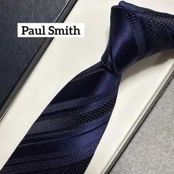 새상품급 폴스미스 넥타이 네이비 스트라이프 꽃무늬 실크 자카드
