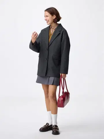 GU 코지 멜톤 하프 코트 S