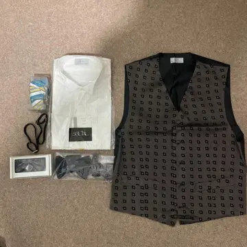 [ 세트 ] 턱시도용 포멀 셔츠 ( 윙카라 셔츠 ) 베스트, 나비 넥타이