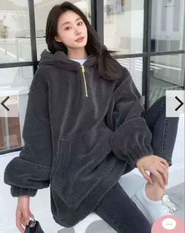 [ 새상품급 ] Birthday Bash 보아 플리스 후디 후드티 그레이