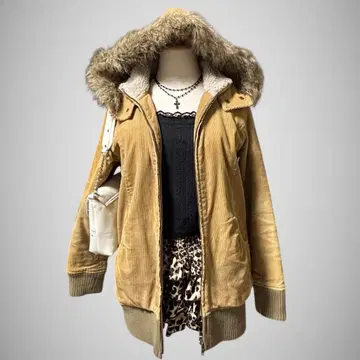 y2k 그런지 기믹 자켓 헤이세이 갸루 코듀로이 퍼 포함