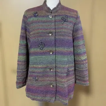 꽃 모티브 긴팔 니트 자켓 가디건