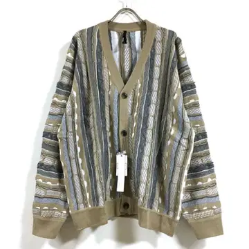 새상품 3D 니트 빅 실루엣 가디건 긴팔 남성용 베이지 M