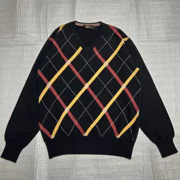 새상품급 Cashmere 캐시미어 100% 아가일 니트 스웨터 S