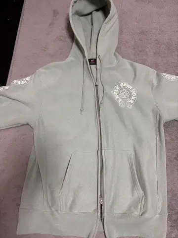 W 그레이 집업 후드티