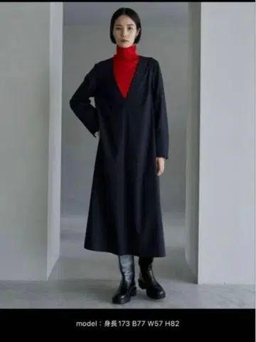 UNFILO [세탁 가능] 울 라이크 V넥 원피스