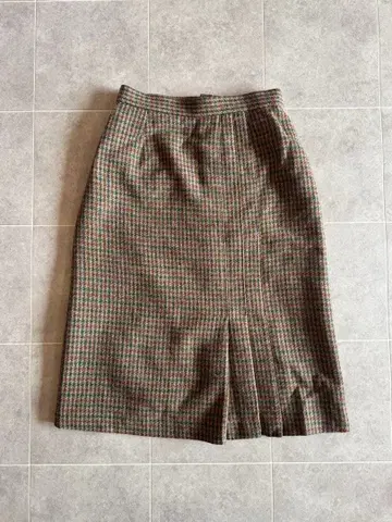 가을 컬러 울 100% 빈티지풍 트위드 타이트 스커트 M
