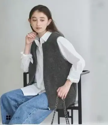 유나이티드 애로우즈 폭스 캐시미어 스팽글 지퍼 베스트