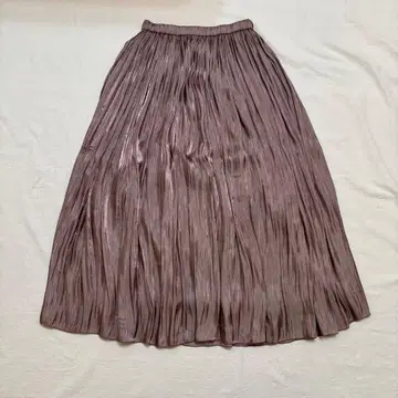 w closet 더블 클로젯 연보라 라메 플리츠 롱 스커트