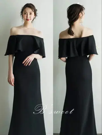 블랙 드레스 브라이덜 결혼식 사전 촬영 머메이드 드레스