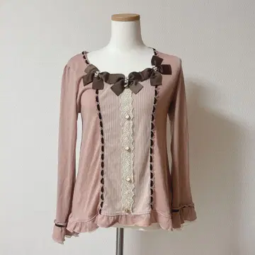 NEO 모리걸 페어리 그런지 엑시즈팜 빅 리본 핑크 긴팔