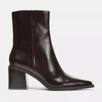 ZARA 다크 브라운 가죽 스틸레토 부츠