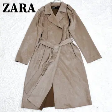 ZARA 자라 롱 코트 스웨이드 벨트 베이지 센터라인