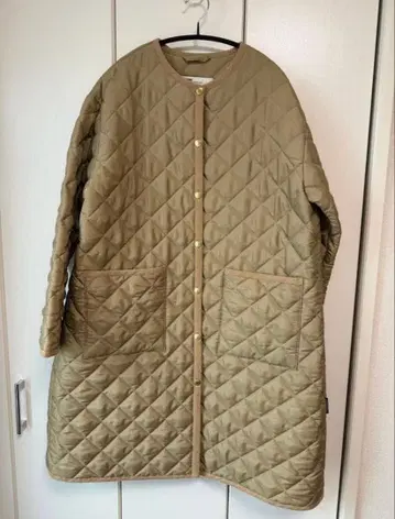 트래디셔널 웨더웨어 퀼팅 롱 코트 베이지 사이즈 36