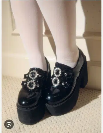 버블스 더블 버클 통굽 신발 블랙 39