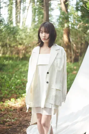 튤 패턴 시어 재킷 아이보리