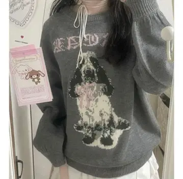 jouetie DOG 자카드 루즈 니트