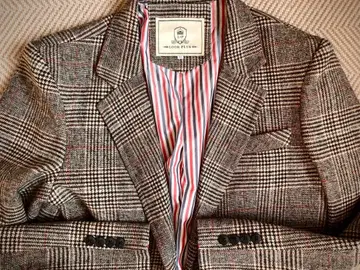 미사용 고급 글렌체크 패턴 울 체스터 코트 L 사이즈 정도 남성용