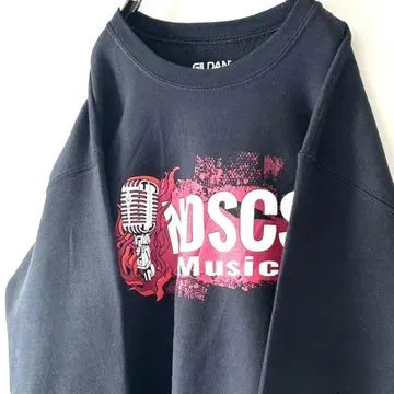 길단 NDSCS 뮤직 맨투맨 구제 의류 블랙 트레이닝복