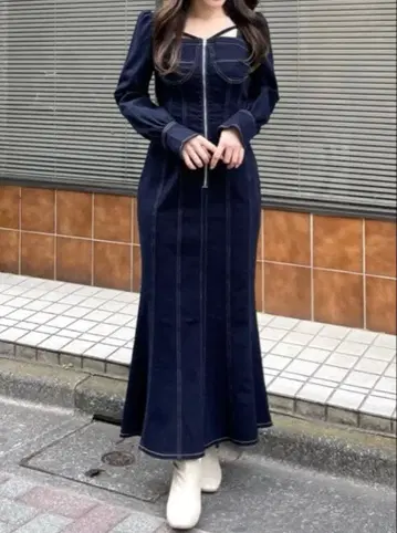 LILIANCARAT 뷔스티에 디자인 데님 원피스