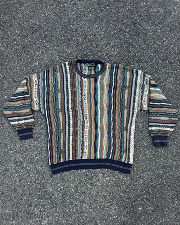 불가리 제조 90s 빈티지 패턴 니트 구제 의류 겨울 상품 짧은 기장