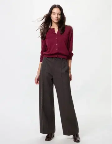 유니클로 브러쉬드 저지 와이드 팬츠 사이즈 S 다크 브라운