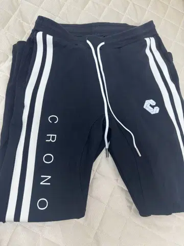 CRONOS 블랙 스트라이프 조거 팬츠