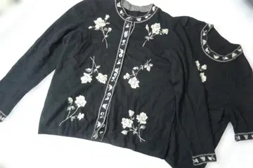 지온 상사 캐시미어 100% 꽃무늬 프린트 니트 앙상블 LL