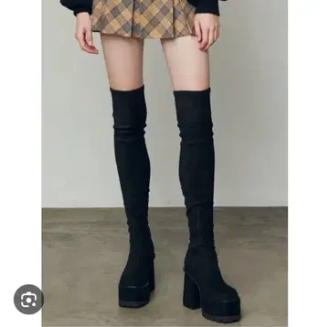 EMODA 스퀘어 핏 롱 부츠 블랙 L