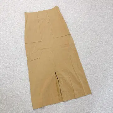 로페 포켓 부착 타이트 스커트 M 사이즈 브라운 일본제