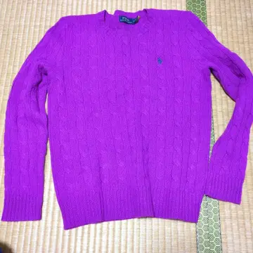 퍼플 케이블 니트 스웨터 긴팔