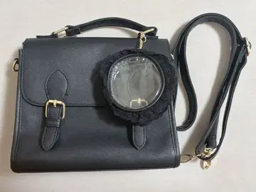 이타백 WEGO 새첼 숄더백 블랙 클리어 원형 파우치 포함