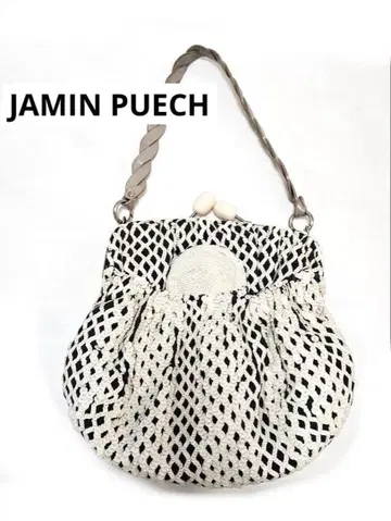 JAMIN PUECH 가마구치 비즈 자수 백 핸드백 화이트