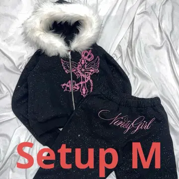 girl Cross Logo glitter Zip Hoodie Pants