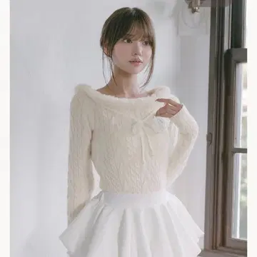 당일 발송 darich 넥 퍼 케이블 니트탑 다리치