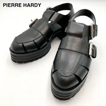 초레어 근년! 미사용급 피에르 아르디 구르카 샌들 블랙 가죽 39 고급