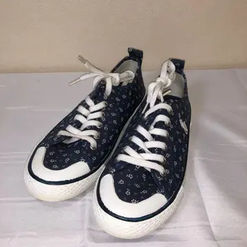 POLO 인디고 플로럴 패턴 데님 캔버스 스니커즈