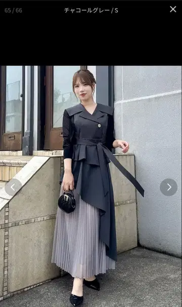 dazzlin 아지메 플리츠 트렌치 원피스 차콜 그레이 XS