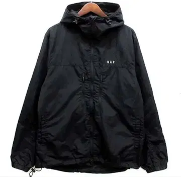 하프 HUF 나일론 후드티 자켓 리플렉터 로고 블랙 M