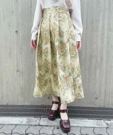 고블랑풍 프린트 턱 스커트/an another angelus