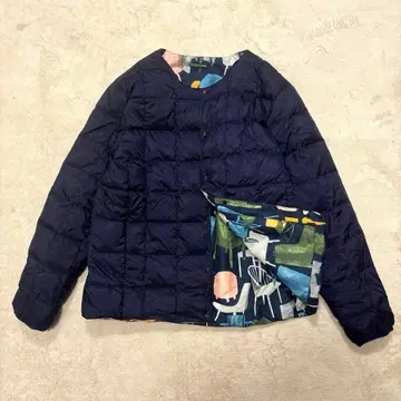 새상품급 TAION 리버서블 다운 자켓 올 패턴 네이비 L 사이즈