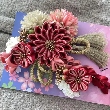 꽃 모티브 일본 의류 머리 장식 성인식