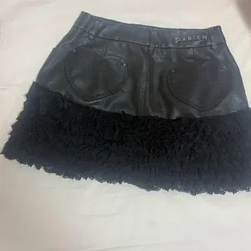 darich 하트 포켓 가죽 미니 스커트