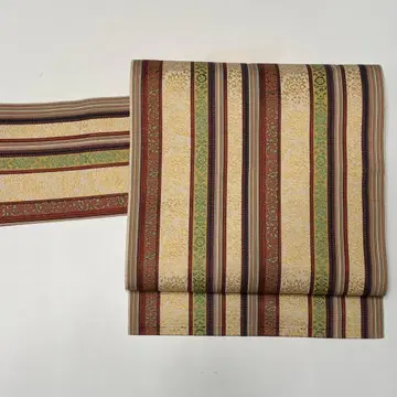 하카타 오리 나고야 오비 8촌 순수 실크 크림 so130