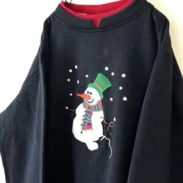 Shenanigans 스노우맨 맨투맨 여성 빈티지 L 블랙 자수