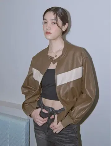 [ musinsa/PLACE STUDIO ] 가죽 자켓 브라운